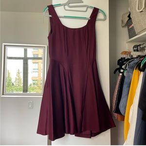 Burgundy Alice and Olivia Fit and Flare Satin Dress, Size 0